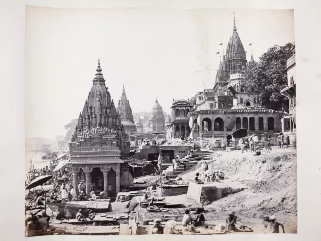 Indes, India, Samuel Bourne, 1865, Benares vintage albumen print, Photography wa