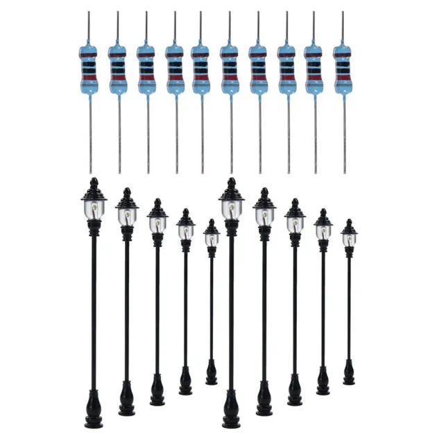 10 Pcs OO / HO Gauge Led Street Light Model Train Railway Path Lamp Post 1:87