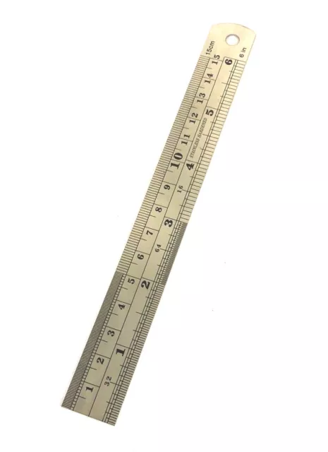 15cm 6 Inch Stainless Steel Ruler Rule Metric Imperial Double Sided Rulers #5254