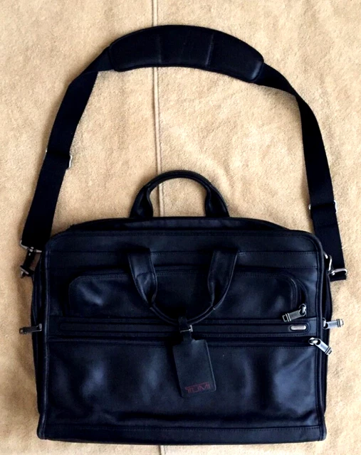 Tumi Alpha Leather Slim Large Screen Computer Portfolio Briefcase - 96111 - Nice