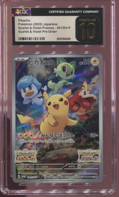 thumbnail image 2 of CGC 10 Pristine Japanese Pokemon Pikachu 001/SV-P Scarlet Violet Promo Card 2 of 3