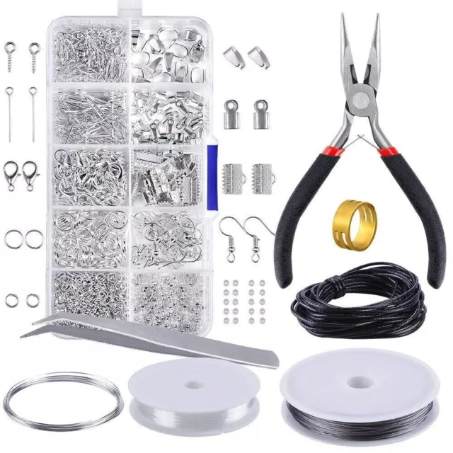 877x Jewellery Making Kit Findings Wire Pliers Starter Set Tools Earring Repair
