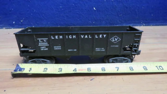 Lionel Postwar Black O Gauge L.v.25000 Open Hopper 2 Bay Lehigh Valley 619167