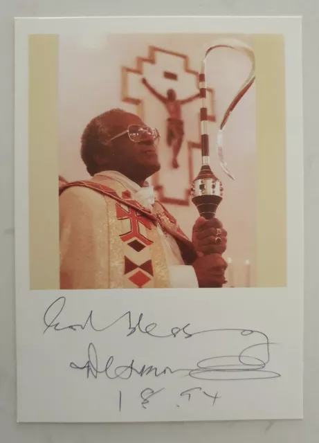 Desmond Tutu Signed In Person Rare Promo Card Nobel Peace Prize