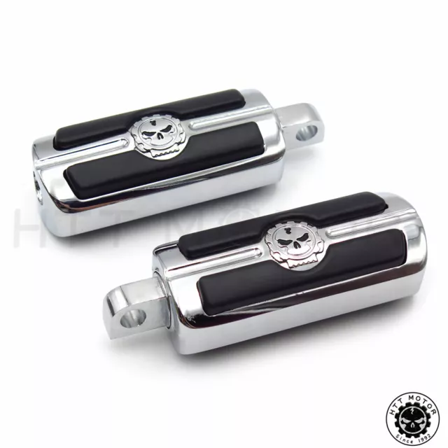 Pair Skull Foot Pegs Rest For Harley-Davidson Motorcycle Touring Male Peg Mount