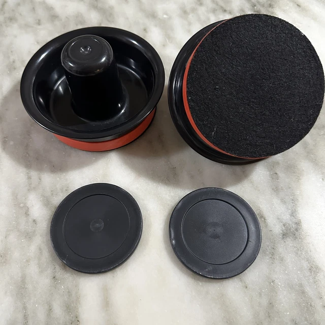 2 Baliken Black/Red Table Air Hockey Paddles w/ 2 2.5" Pucks Replacement Parts