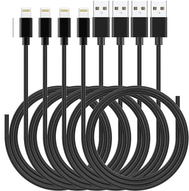 4 X Nylon Braided USB Fast Charging Cable Compatible iPhone 12 11 Pro & OTHERS