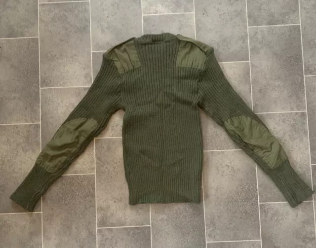 Genuine Vintage British Army Jumper Combat Pullover Wool Olive Sweater - Size 3