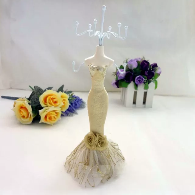 10.5"tall Mannequin Dress Earring Necklace Ring Jewelry Holder Stand Display，