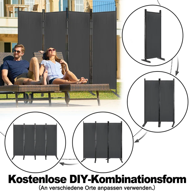 PARAVENT POLYESTER RAUMTEILER Trennwand Balkon Sichtschutz Stellwand