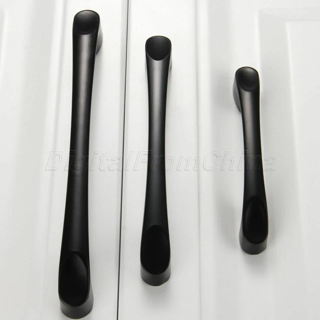 Solid Pulls Handles Modern Black Zinc Alloy Door Wardrobe Drawer Cabinet Knobs