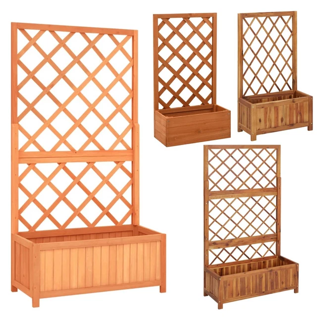 LIANGFUN Pflanzkübel Mit Spalier - Massivholz Tanne Für Kletterpflanzen & Sitzbank