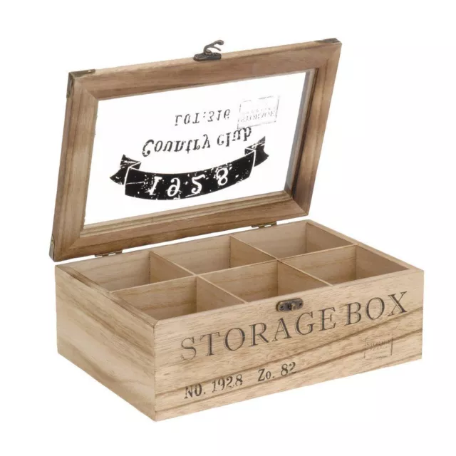 ToCi Teebox Holz 6 Fächer Teekiste Teedose Teebeutelbox Tee Dose Box Retro