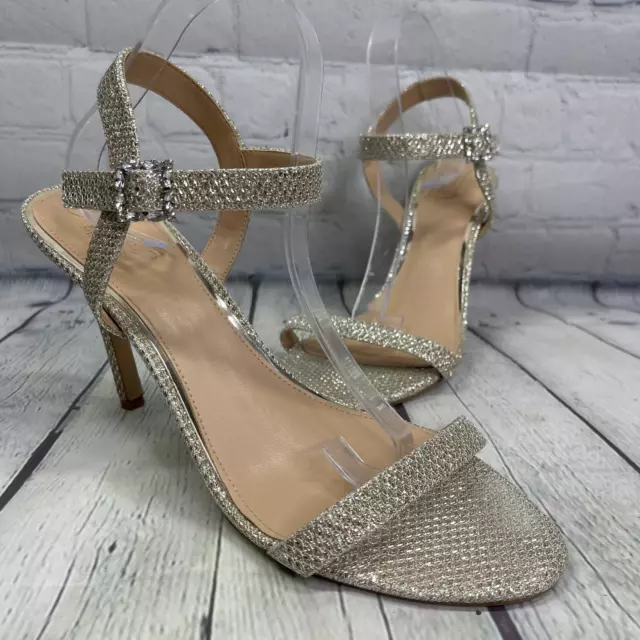 Jewel Badgley Mishka Sandals Womens Size 11 Gold Buckle Rhinestone Buckle Shoes