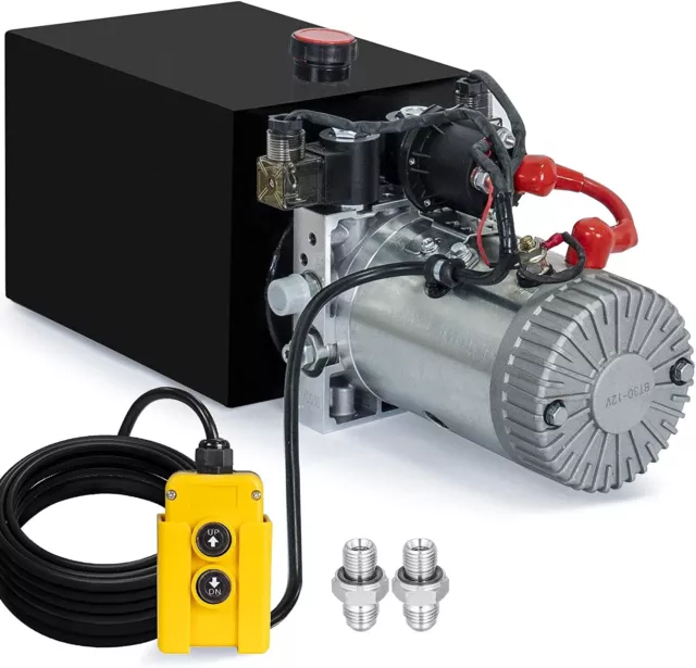 DCHOUSE 12V Double Acting Hydraulic Pump Hydraulic Power Unit for Dump Trailer