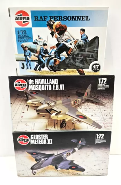 1/72 3 Kit Lot Airfix De Havilland Mosquito +Meteor Iii + Raf Personnel New Kits