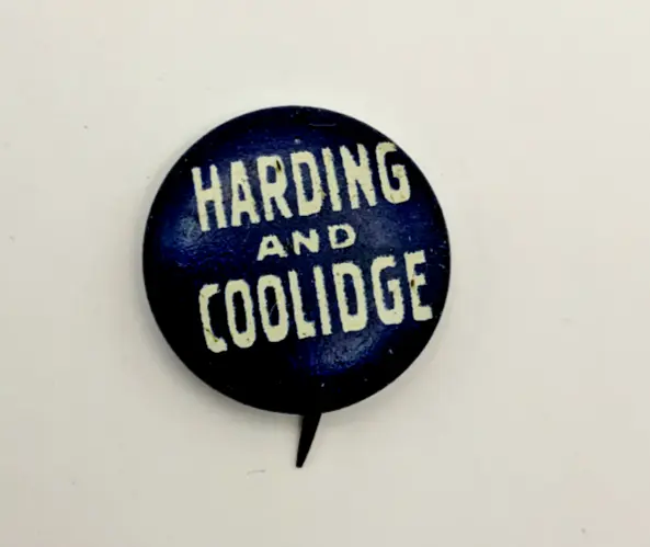 1920 Small Size Warren Harding Calvin Coolidge Names Pres Campaign Pin Coshocton