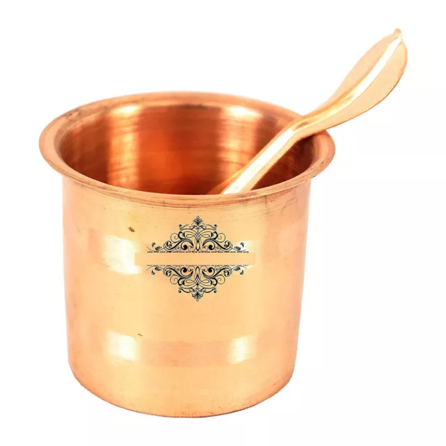 Einfaches Brown Kupfer Pooja Patra Mit Löffel 6.3x7.6cm 150 ML Pack 1