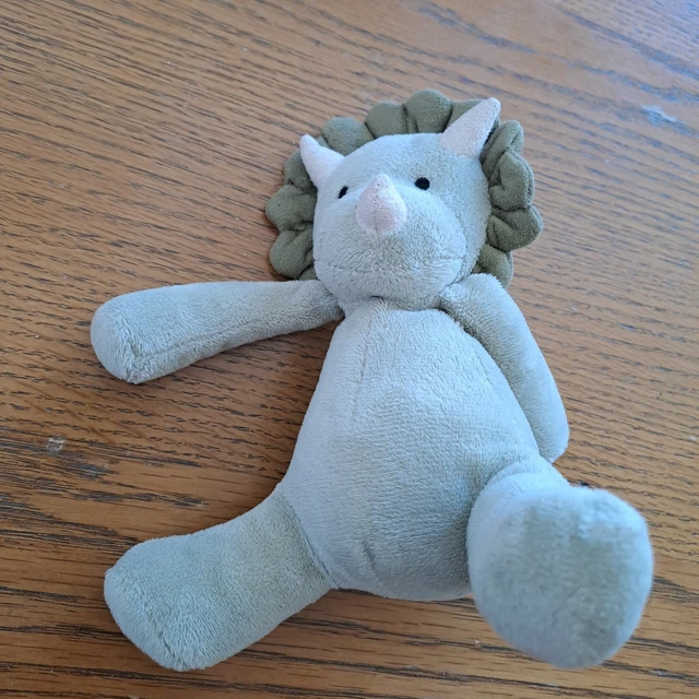 JELLYCAT DUFFIE DINO Rattle Plush Dinosaur Triceratops 6" £29.99