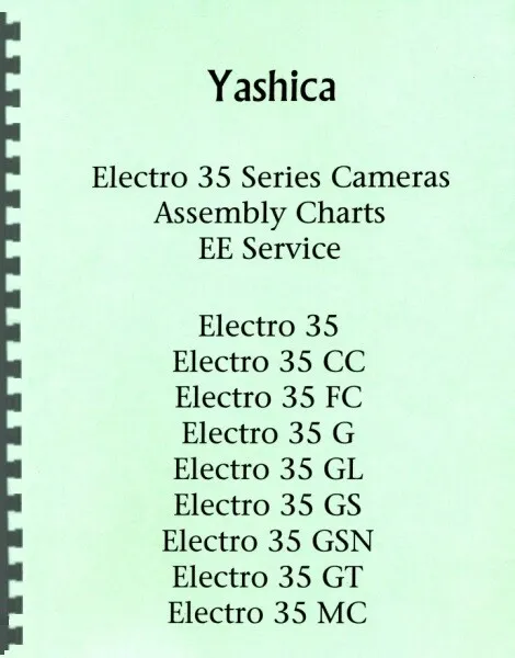 Yashica Electro 35 All Models-Assembly Charts & EE Service Repair Manual Reprint