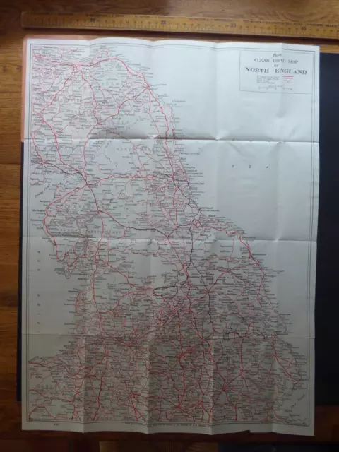 Geographia Motorist Cyclist Clear Road Map of Northern Counties