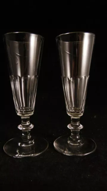 Paire de flutes en cristal soufflé XIX ème Louis Philippe Baccarat St Louis