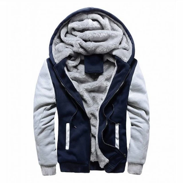 Winter Mens Warm Thick Coat Fleece Fur Lined Jacket Hoodie Zip Up Sweatshirt Top 10