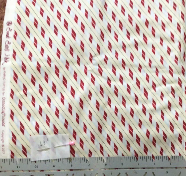 Sweet Saint Nick Candy Cane Stripe Cotton Fabric 1.875 Yard