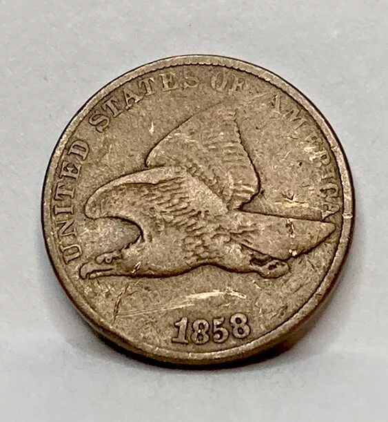 1858 Flying Eagle Cent Circulated-Coin BN Color, KM#85 W-4.67g “Free Shipping”