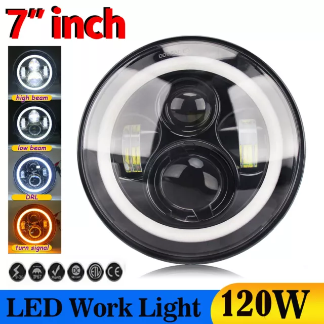 7" LED Motorcycle Headlight Projector Hi/Lo Beam DRL Light for Motorbike Lamp UK