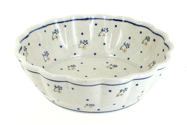 Blue Rose Polish Pottery Country Meadow Medium Scallop Bowl