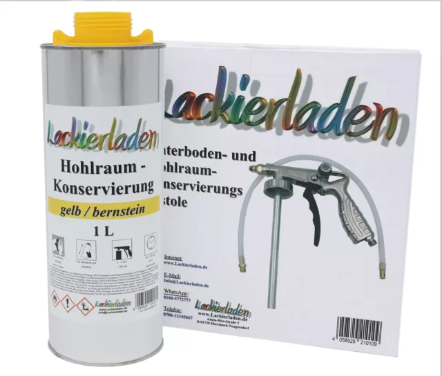 SET Hohlraumkonservierung gelb 1,0 L + 1 UBS Pistole Spritzpistole | Hohlraum 1L