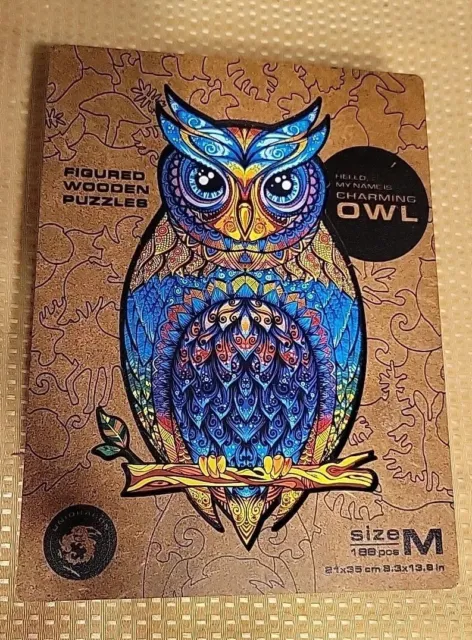 UNIDRAGON Charming Owl Wooden Jigsaw Puzzle ~ Size Medium ~ Pre-Owned