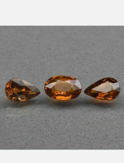Naturel Orange Spessartine Grenat Lot 3un VVS 2.22ct Ovale et Poire de Namibie