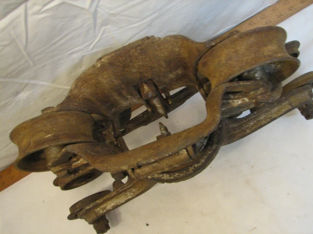 Vintage Myers Unloader Hay Trolley Pulley Farm Barn Architectural Iron Ashland C 6