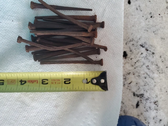 lot of 25 vintage antique 3" long square cut nails spikes. 1800s