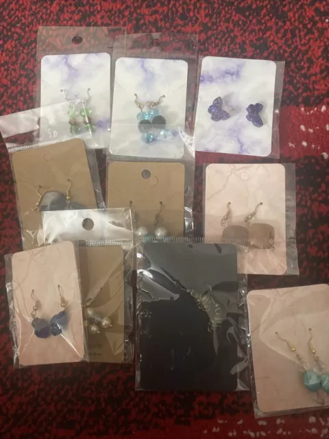 (#E) Job Lot 10 Pairs Mixed Handmade Earrings New Sealed Clear out Jewellery