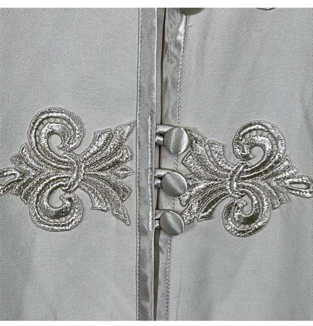 Elegant Cream & Silver Fleur-de-Lis Jacket & Pant Suit Sz 24WP Pride & Joy NWT 3