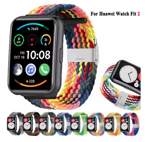 For Huawei Watch Fit 2 Braided Nylon Fabric Loop Strap Band Watch Replacement