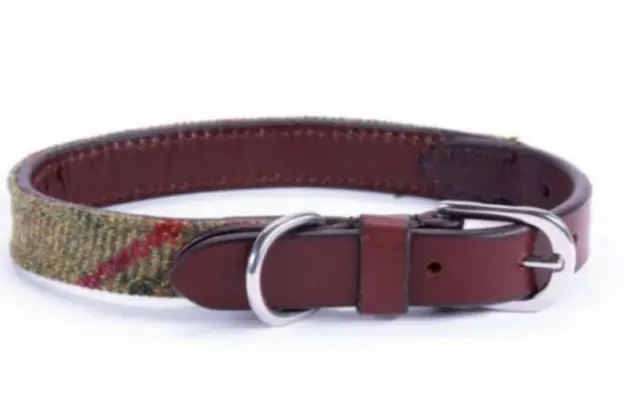 Dapper Islay Tweed and Luxury Leather Collar and Lead - Classic Green Tweed