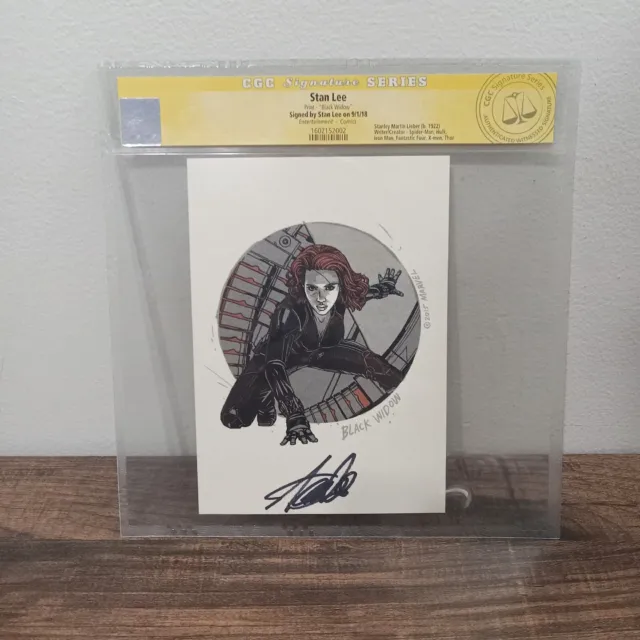 CGC Signature Verified Stan Lee Signed Black Widow Art Print. 2018 Marvel Comics