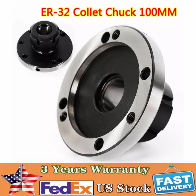 ER-32 Collet Chuck 100MM DIAMETER Compact Lathe Tight Tolerance Fit Milling US