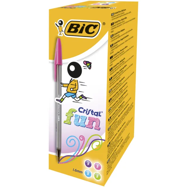 BIC Cristal Fun Kugelschreiber mit breiter Spitze-verschiedene Farben,20er Box