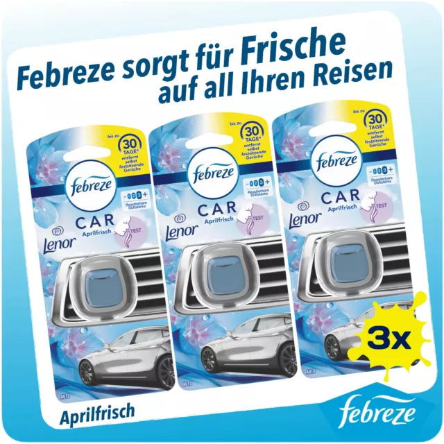 3x Febreze Car Autoduft – Auto Lufterfrischer 2ml Lenor Aprilfrisch