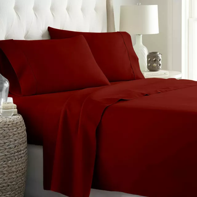 Hotel Bedding Collection 1000TC Egyptian Cotton All UK Size Burgundy Colour