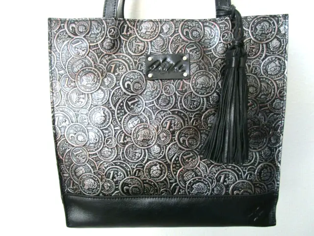 Patricia Nash Toscano Pewter Coin-Tooled Leather Tote Purse & Wristlet - Nwt