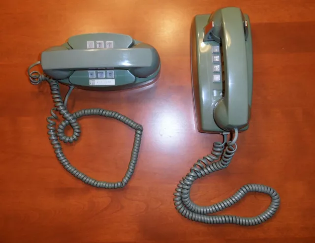 Teléfonos eléctricos occidentales de colección verde oliva con botón pulsador a juego - 2 teléfonos