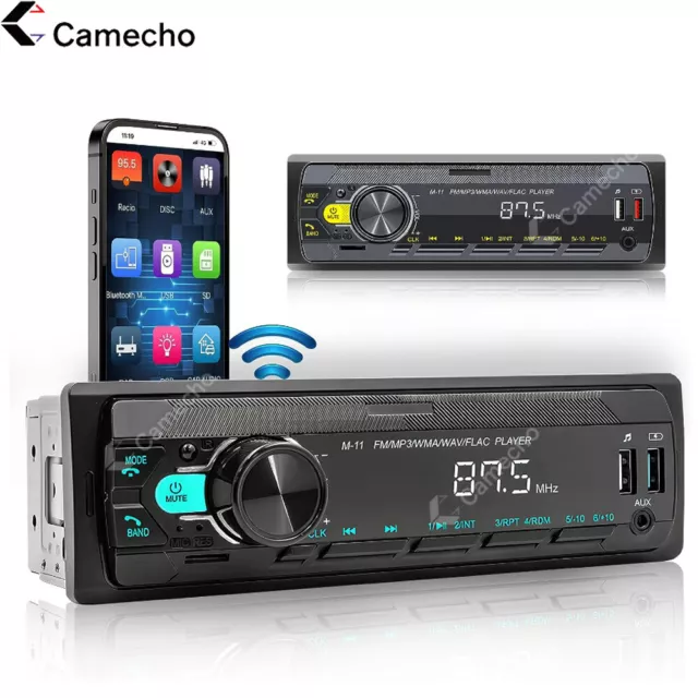 Single 1DIN Car Stereo Radio Mp3 Player Bluetooth 5.0 FM AUX IN USB TF Head Unit