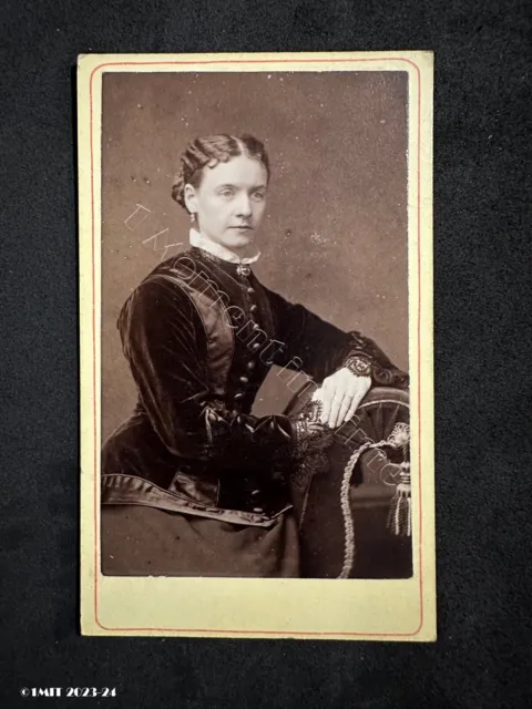 CDV Elegant Lady Velvet Lace by Schofield Victorian Fashion History Photo
