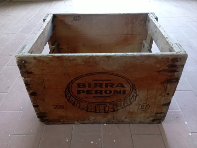 Antica Cassetta Birra Peroni In Legno 1967 Sa.ga Lentigione Re Originale Vintage